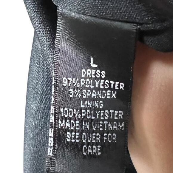 AB Studio Black White Colorblock Dress Dramatic Bell Sleeve Cocktail Party Sz L - Picture 10 of 11